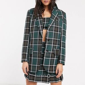 Oversized Plaid Green Blazer Size 8